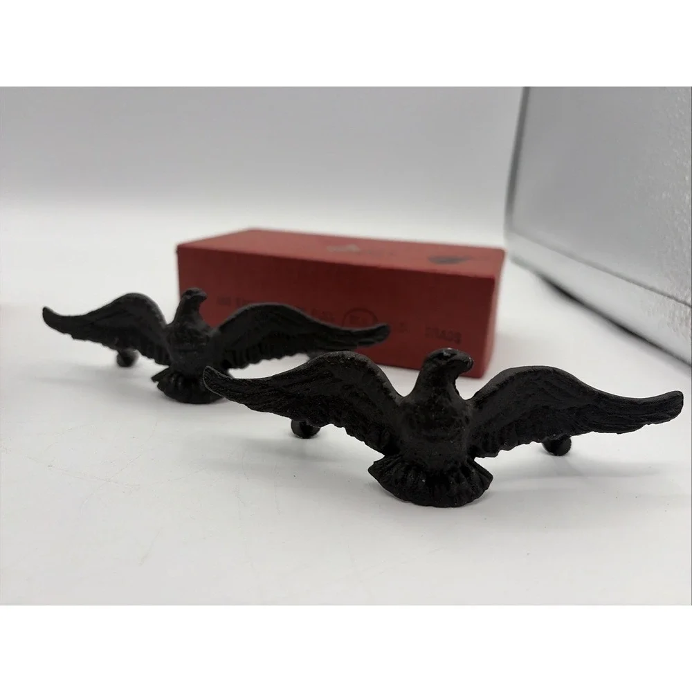 Antique Dresser Drawer Pulls Eagle Cabinet Handles Vintage Hardware 2 Black Set